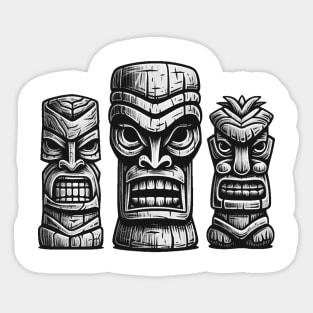 Three Tiki Statues - Freaky Tiki Time Sticker